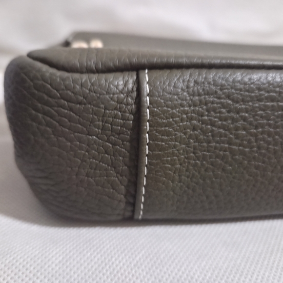 Strathberry Khaki Leather Shoulder Bag with Gold Chain - Picture 7 of 9